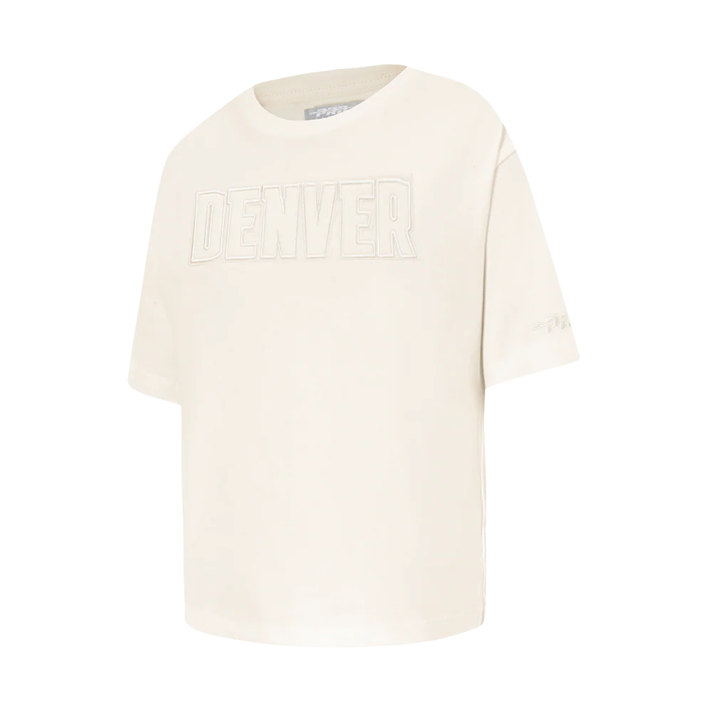 NBA DENVER NUGGETS NEUTRAL LITTLE GIRLS SHORT SLEEVE BOXY TEE (EGGSHELL) - Image 2