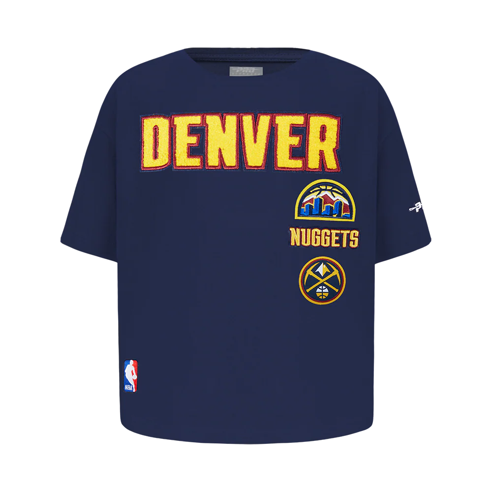 NBA DENVER NUGGETS RETRO CLASSIC LITTLE GIRLS SHORT SLEEVE BOXY TEE (MIDNIGHT NAVY)