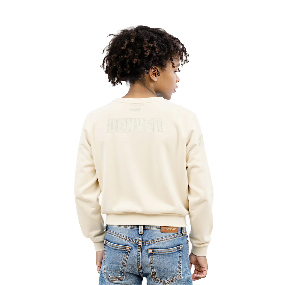 NBA DENVER NUGGETS NEUTRAL LITTLE GIRLS FLEECE CREWNECK (EGGSHELL) - Image 2