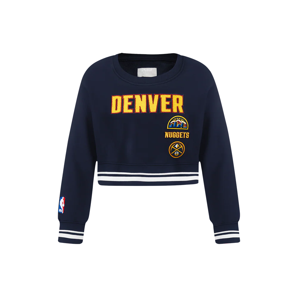 NBA DENVER NUGGETS RETRO CLASSIC LITTLE GIRLS RIB FLEECE CREWNECK (MIDNIGHT NAVY)