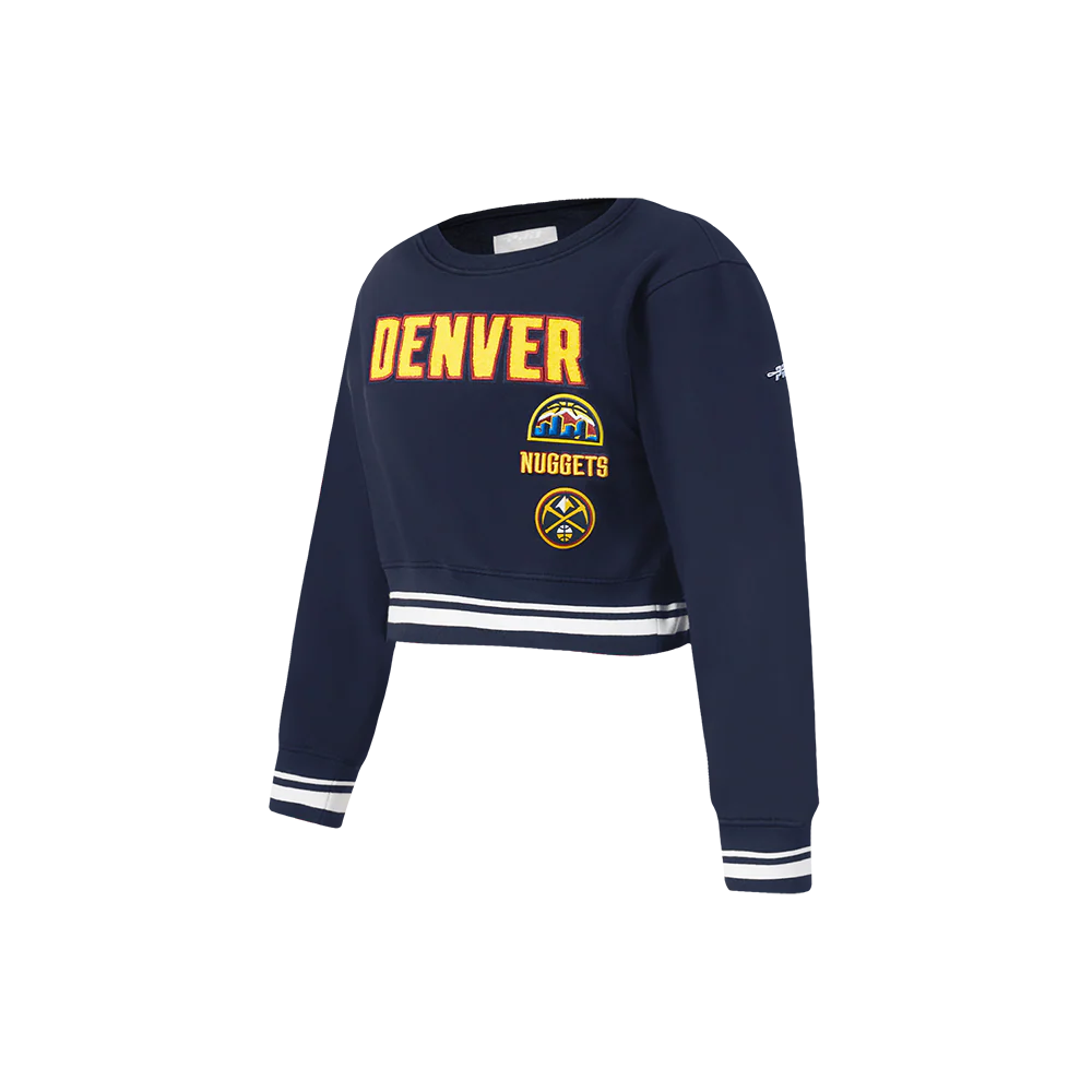 NBA DENVER NUGGETS RETRO CLASSIC LITTLE GIRLS RIB FLEECE CREWNECK (MIDNIGHT NAVY) - Image 2