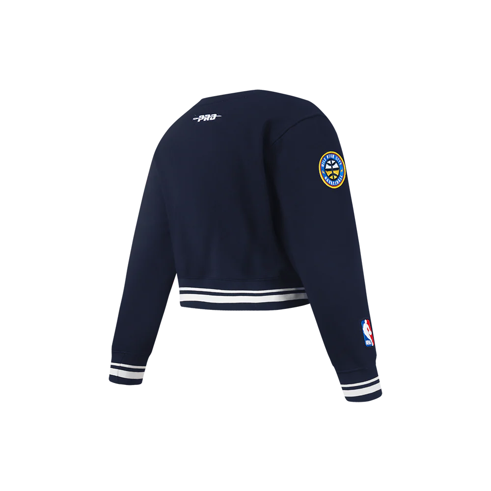 NBA DENVER NUGGETS RETRO CLASSIC LITTLE GIRLS RIB FLEECE CREWNECK (MIDNIGHT NAVY) - Image 4