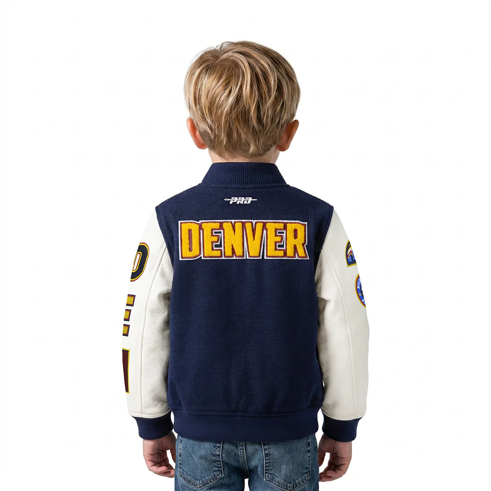 NBA DENVER NUGGETS CLASSIC TODDLER BOYS WOOL VARSITY JACKET (MIDNIGHT NAVY/WHITE) - Image 2