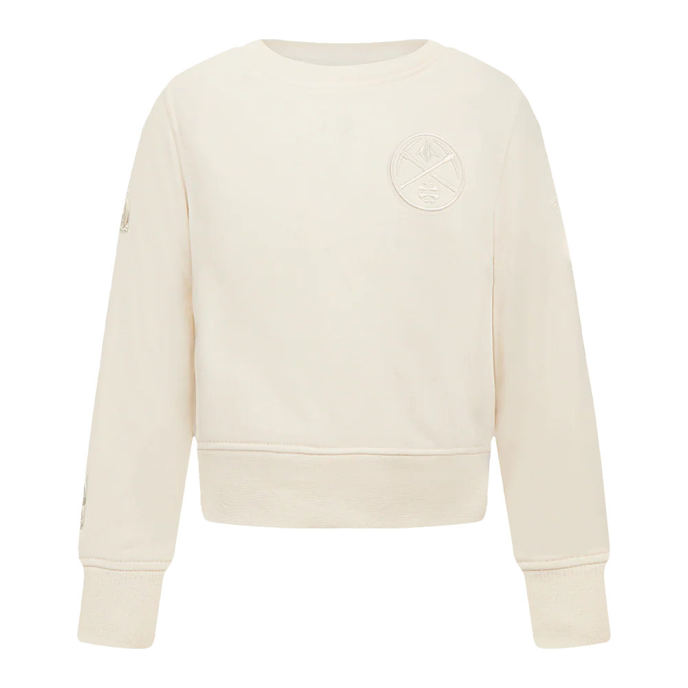 NBA DENVER NUGGETS NEUTRAL TODDLER GIRLS FLEECE CREWNECK (EGGSHELL)