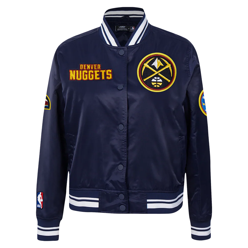 NBA DENVER NUGGETS RETRO CLASSIC WOMEN'S RIB SATIN JACKET (MIDNIGHT NAVY)