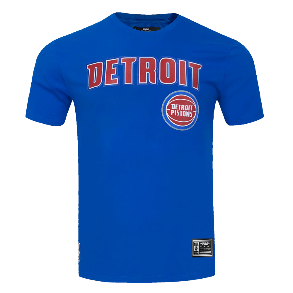 NBA DETROIT PISTONS CLASSIC MEN'S MESH STRIPED TEE (ROYAL BLUE/RED)