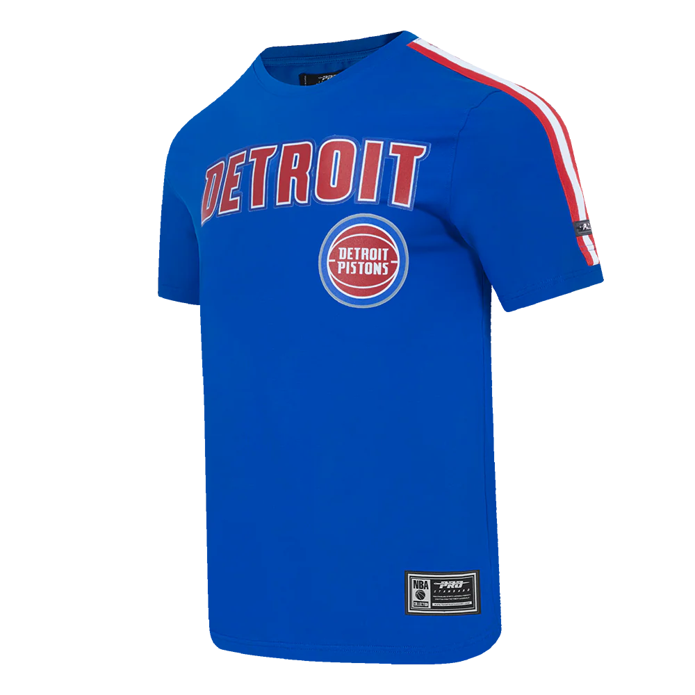 NBA DETROIT PISTONS CLASSIC MEN'S MESH STRIPED TEE (ROYAL BLUE/RED) - Image 2