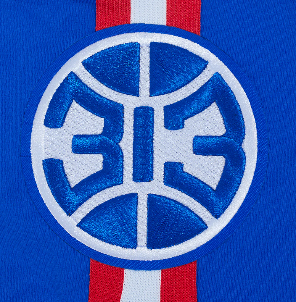NBA DETROIT PISTONS CLASSIC MEN'S MESH STRIPED TEE (ROYAL BLUE/RED) - Image 6