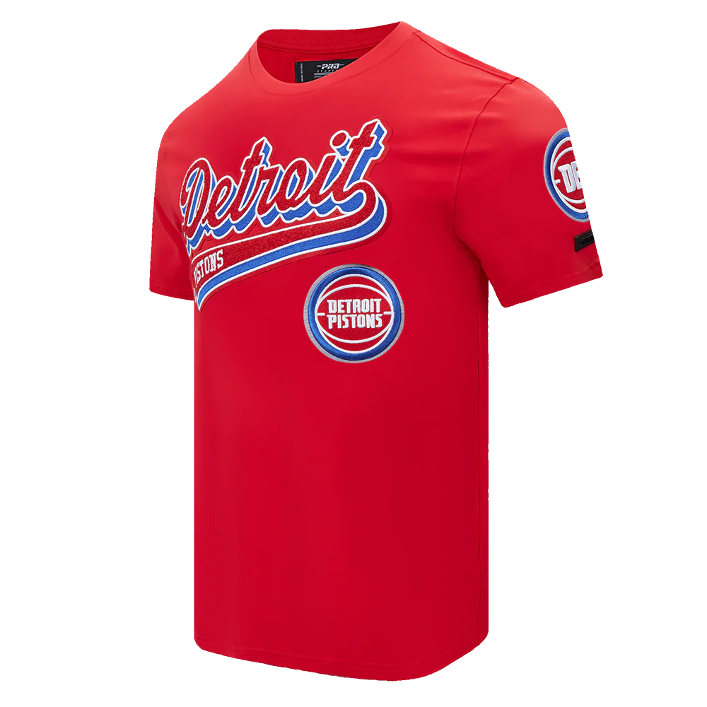 NBA DETROIT PISTONS SCRIPT TAIL MEN'S TEE (RED) - Image 2