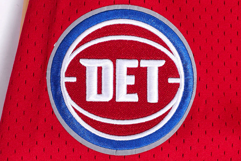 NBA DETROIT PISTONS SCRIPT TAIL MEN'S MESH BUTTON DOWN SHIRT (RED) - Image 8
