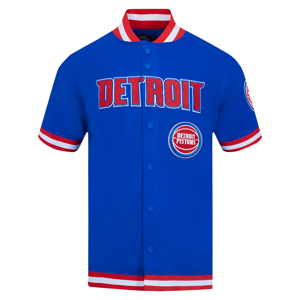 DETROIT PISTONS CLASSIC MEN'S WARM UP JACKET (ROYAL BLUE/RED)
