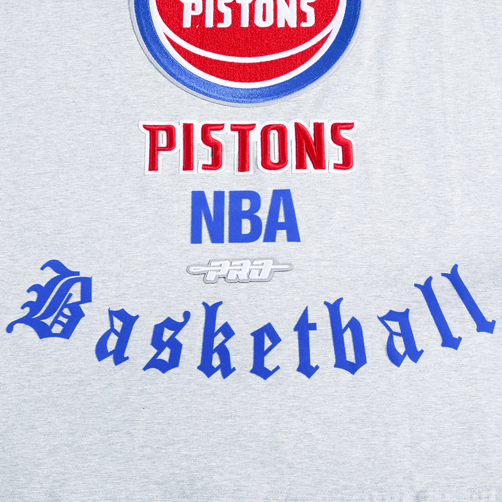 NBA DETROIT PISTONS OLD ENGLISH MEN'S TEE (HEATHER GREY) - Image 8