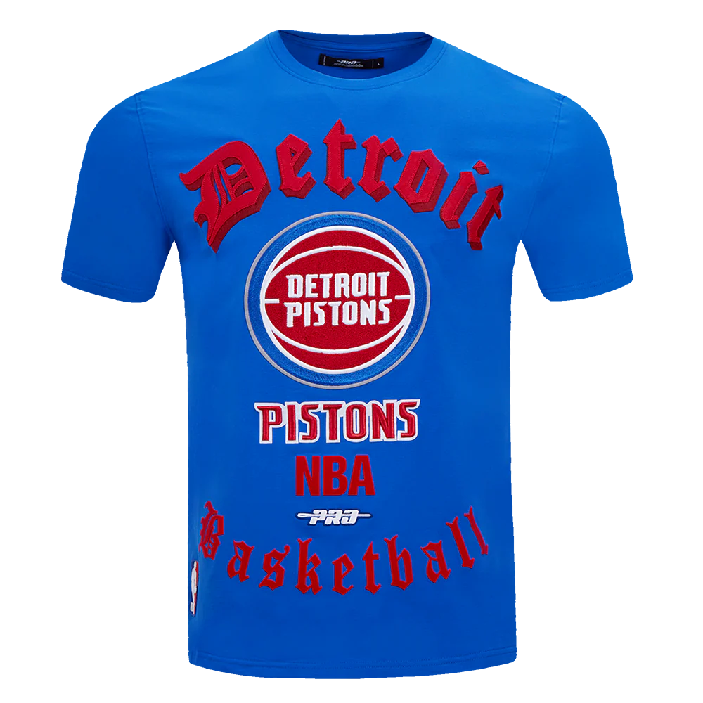 NBA DETROIT PISTONS OLD ENGLISH MEN'S TEE (ROYAL BLUE) - Image 3