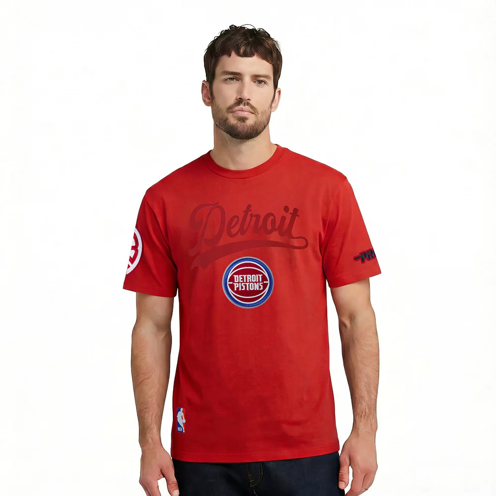 NBA DETROIT PISTONS LIVING LARGE MEN'S CJ DROP SHOULDER TEE (RED)