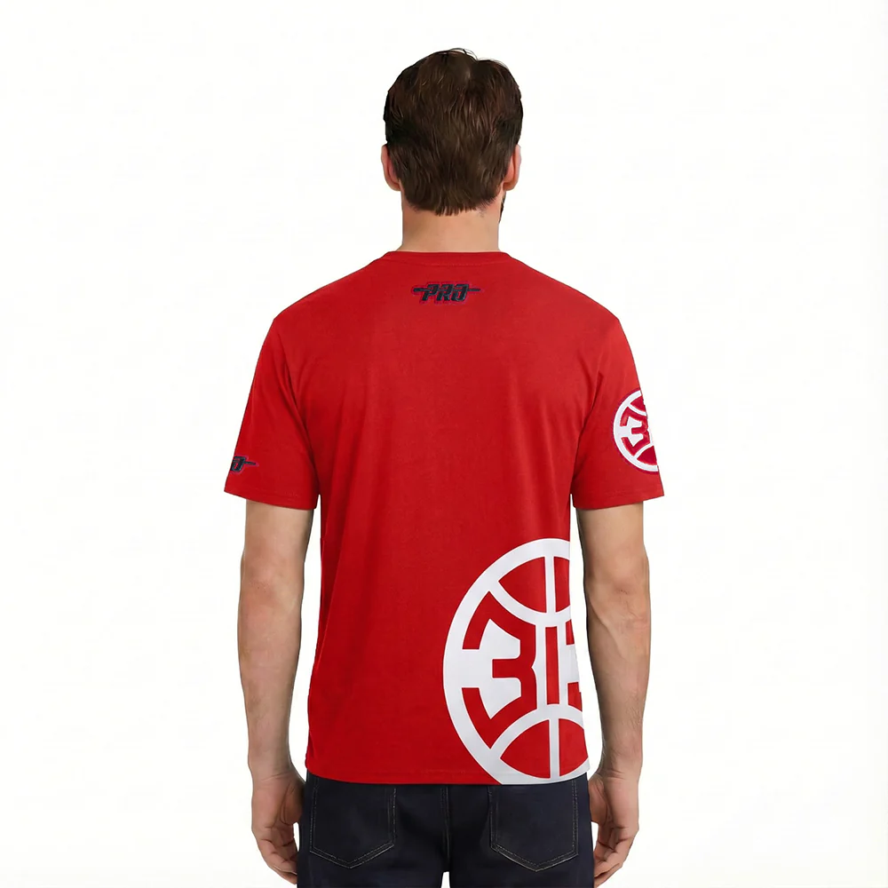 NBA DETROIT PISTONS LIVING LARGE MEN'S CJ DROP SHOULDER TEE (RED) - Image 2