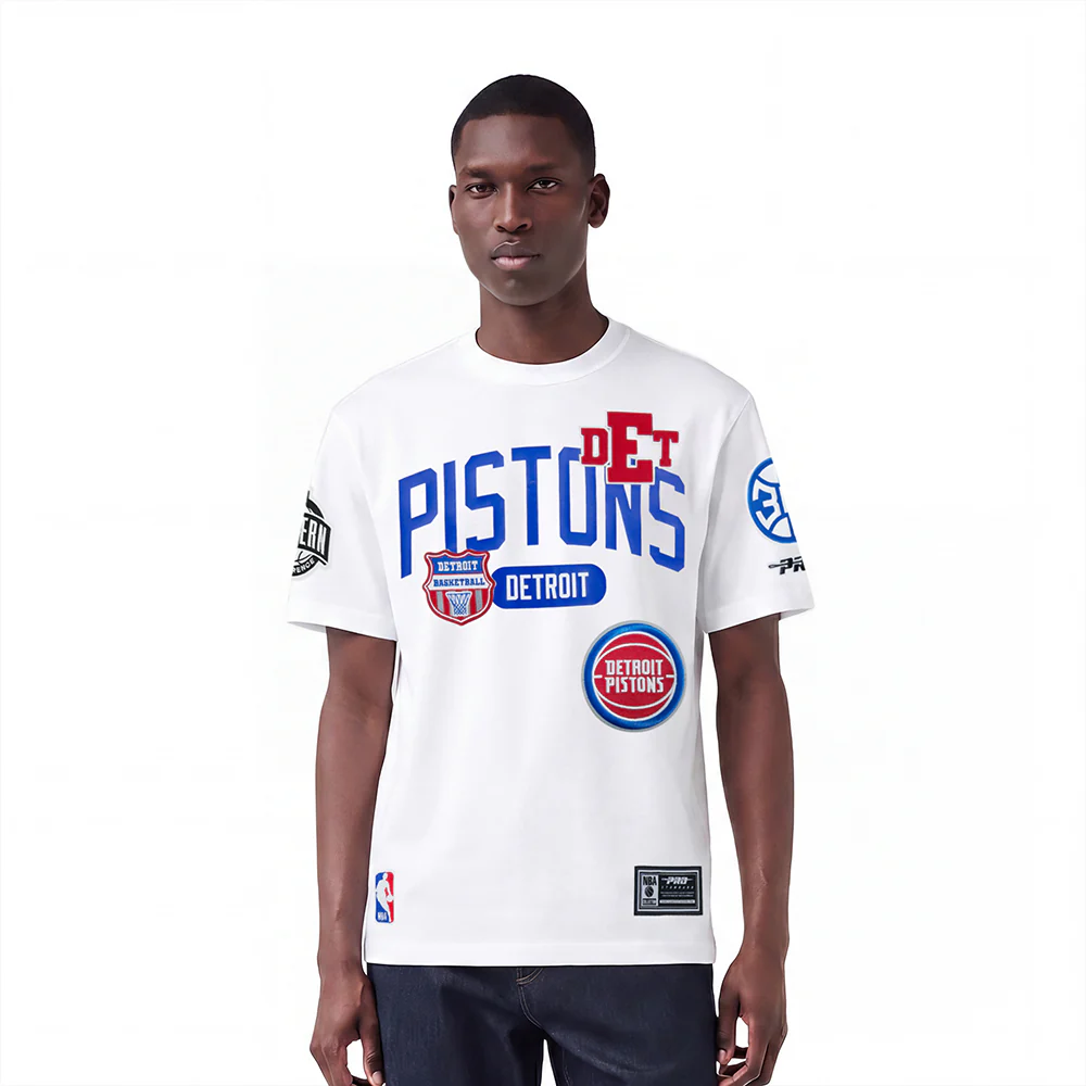 NBA DETROIT PISTONS LETTERMAN MEN'S S/S TEE (WHITE)