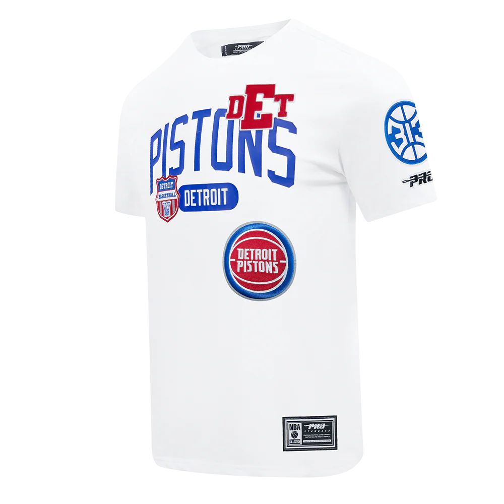NBA DETROIT PISTONS LETTERMAN MEN'S S/S TEE (WHITE) - Image 3