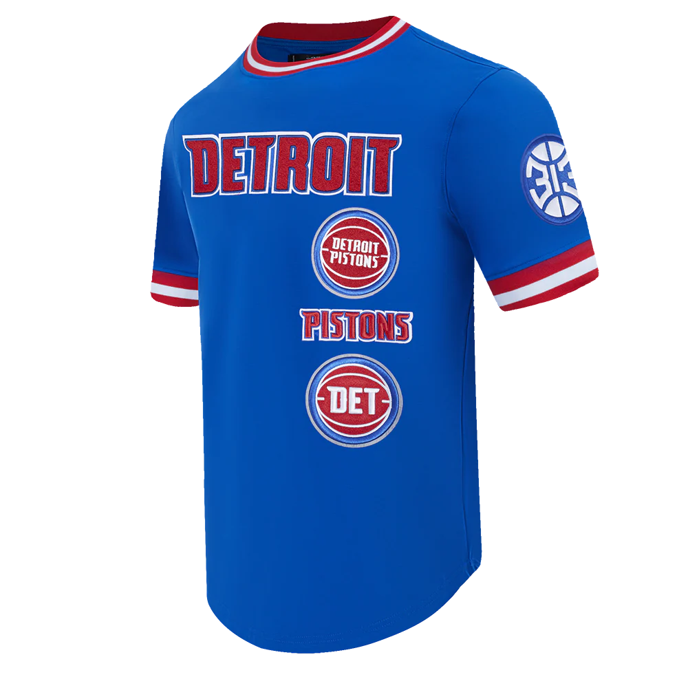 NBA DETROIT PISTONS RETRO CLASSIC MEN'S TEE (ROYAL BLUE/RED) - Image 3