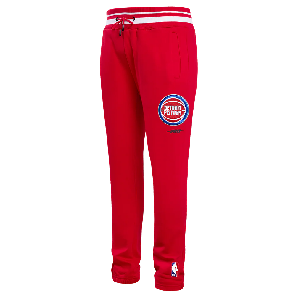 NBA DETROIT PISTONS SCRIPT TAIL MEN'S RIB FLEECE SWEATPANT (RED)