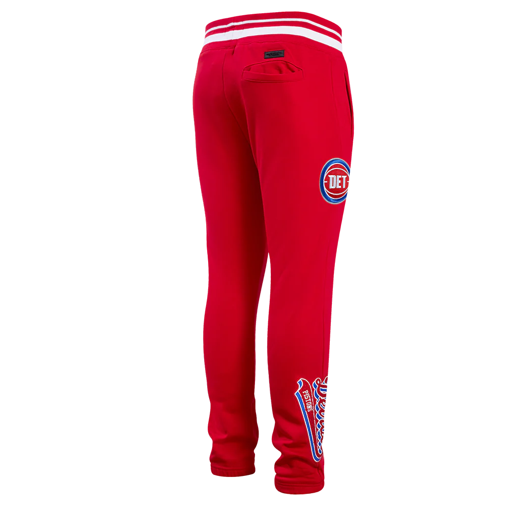 NBA DETROIT PISTONS SCRIPT TAIL MEN'S RIB FLEECE SWEATPANT (RED) - Image 3