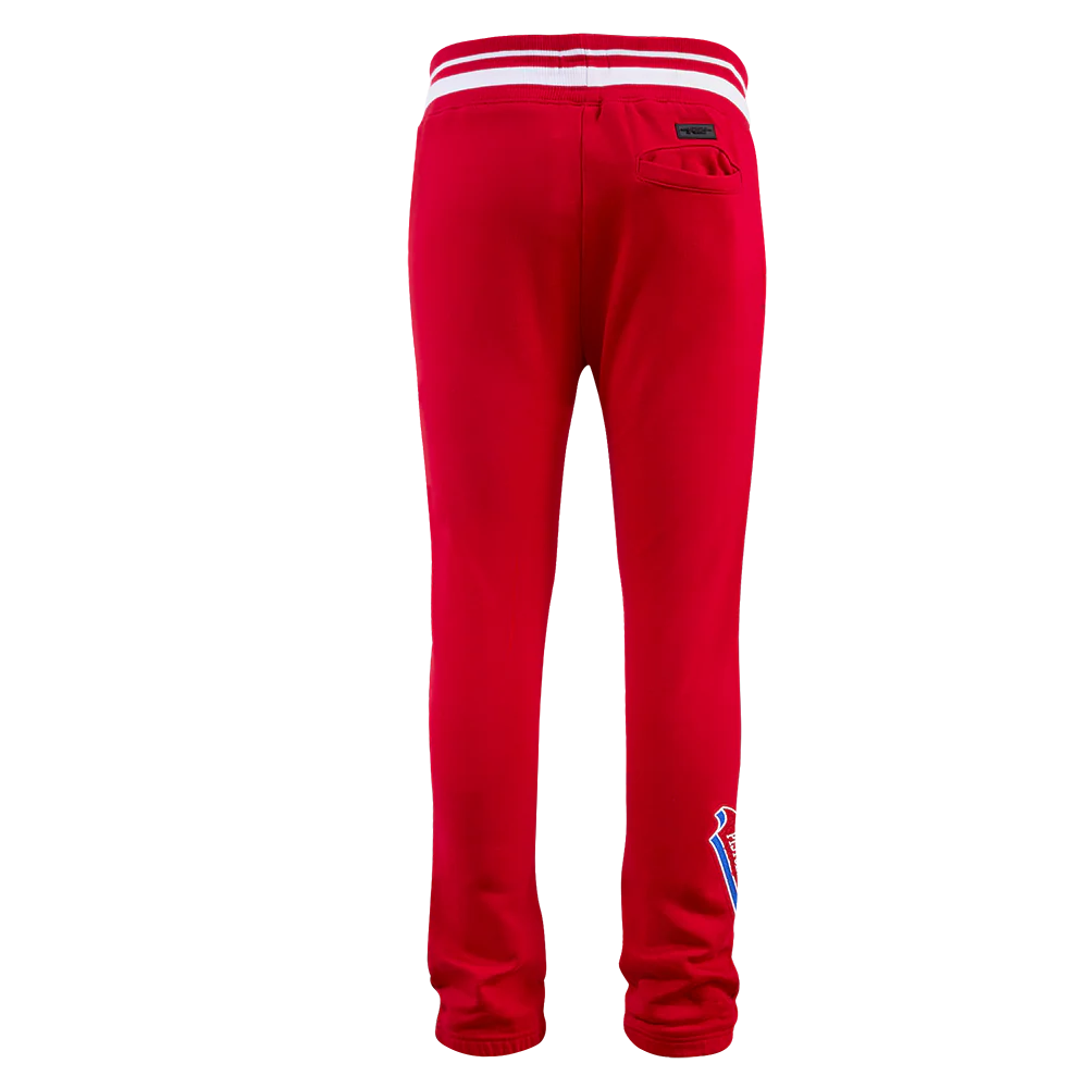 NBA DETROIT PISTONS SCRIPT TAIL MEN'S RIB FLEECE SWEATPANT (RED) - Image 4