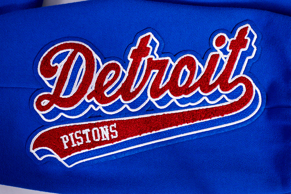 NBA DETROIT PISTONS SCRIPT TAIL MEN'S RIB FLEECE SWEATPANT (ROYAL BLUE/RED) - Image 7
