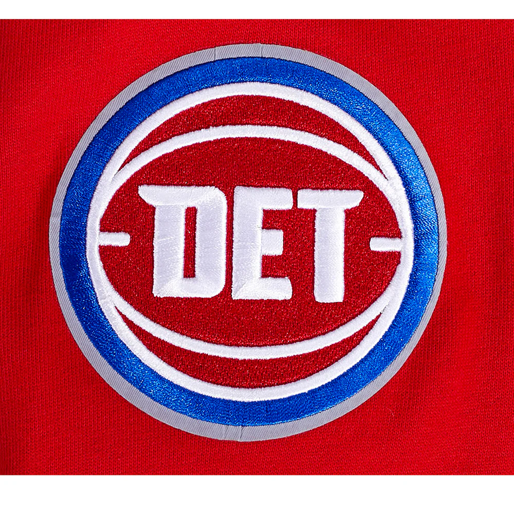 NBA DETROIT PISTONS SCRIPT TAIL MEN'S RIB FLEECE PULLOVER HOODIE (RED) - Image 10
