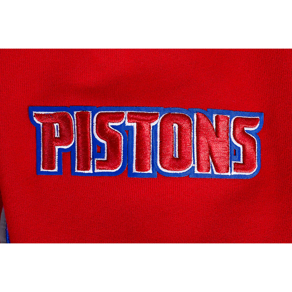NBA DETROIT PISTONS SCRIPT TAIL MEN'S RIB FLEECE PULLOVER HOODIE (RED) - Image 11