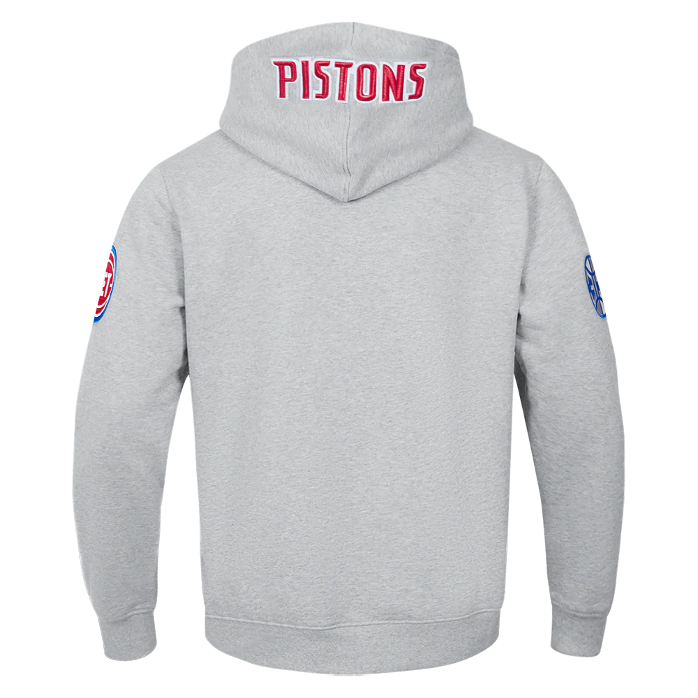 NBA DETROIT PISTONS OLD ENGLISH MEN'S PULLOVER HOODIE (HEATHER GREY) - Image 3