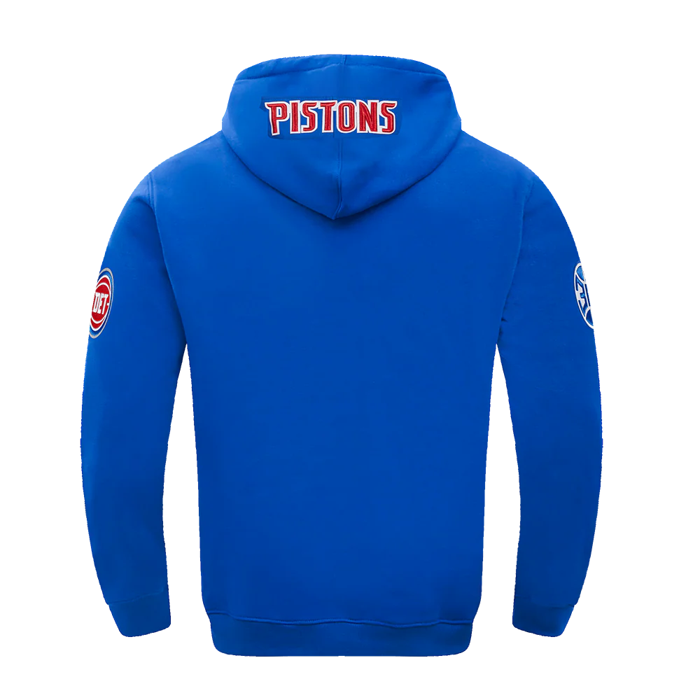 NBA DETROIT PISTONS OLD ENGLISH MEN'S PULLOVER HOODIE (ROYAL BLUE) - Image 5