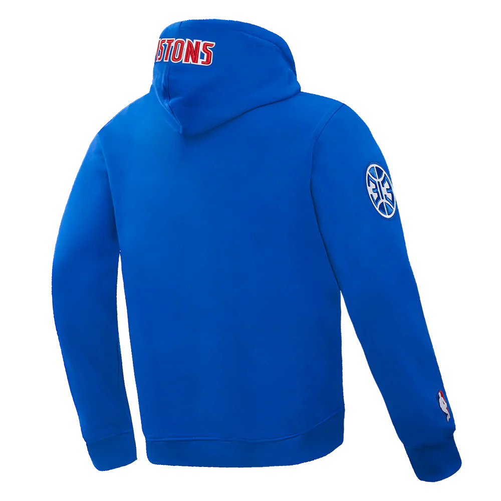 NBA DETROIT PISTONS OLD ENGLISH MEN'S PULLOVER HOODIE (ROYAL BLUE) - Image 6