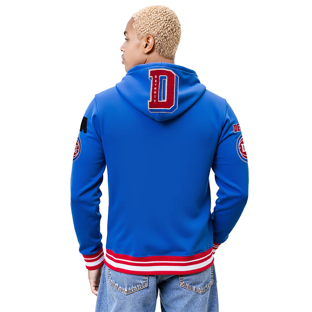 NBA DETROIT PISTONS MASHUP MEN'S RIB PULLOVER HOODIE (ROYAL BLUE/RED) - Image 2