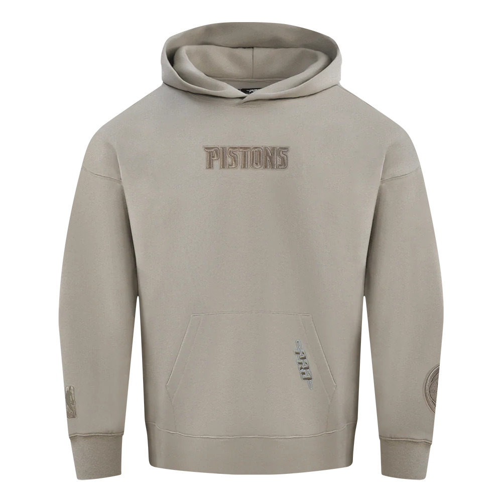 NBA DETROIT PISTONS WINGSPAN MEN'S DROP SHOULDER FLEECE PULLOVER HOODIE (TAUPE) - Image 3