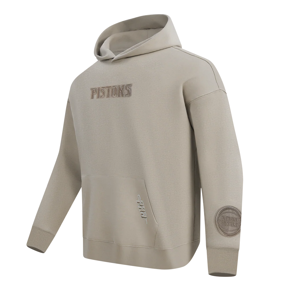 NBA DETROIT PISTONS WINGSPAN MEN'S DROP SHOULDER FLEECE PULLOVER HOODIE (TAUPE) - Image 4