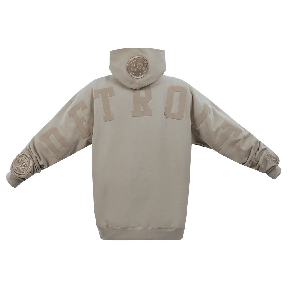 NBA DETROIT PISTONS WINGSPAN MEN'S DROP SHOULDER FLEECE PULLOVER HOODIE (TAUPE) - Image 7