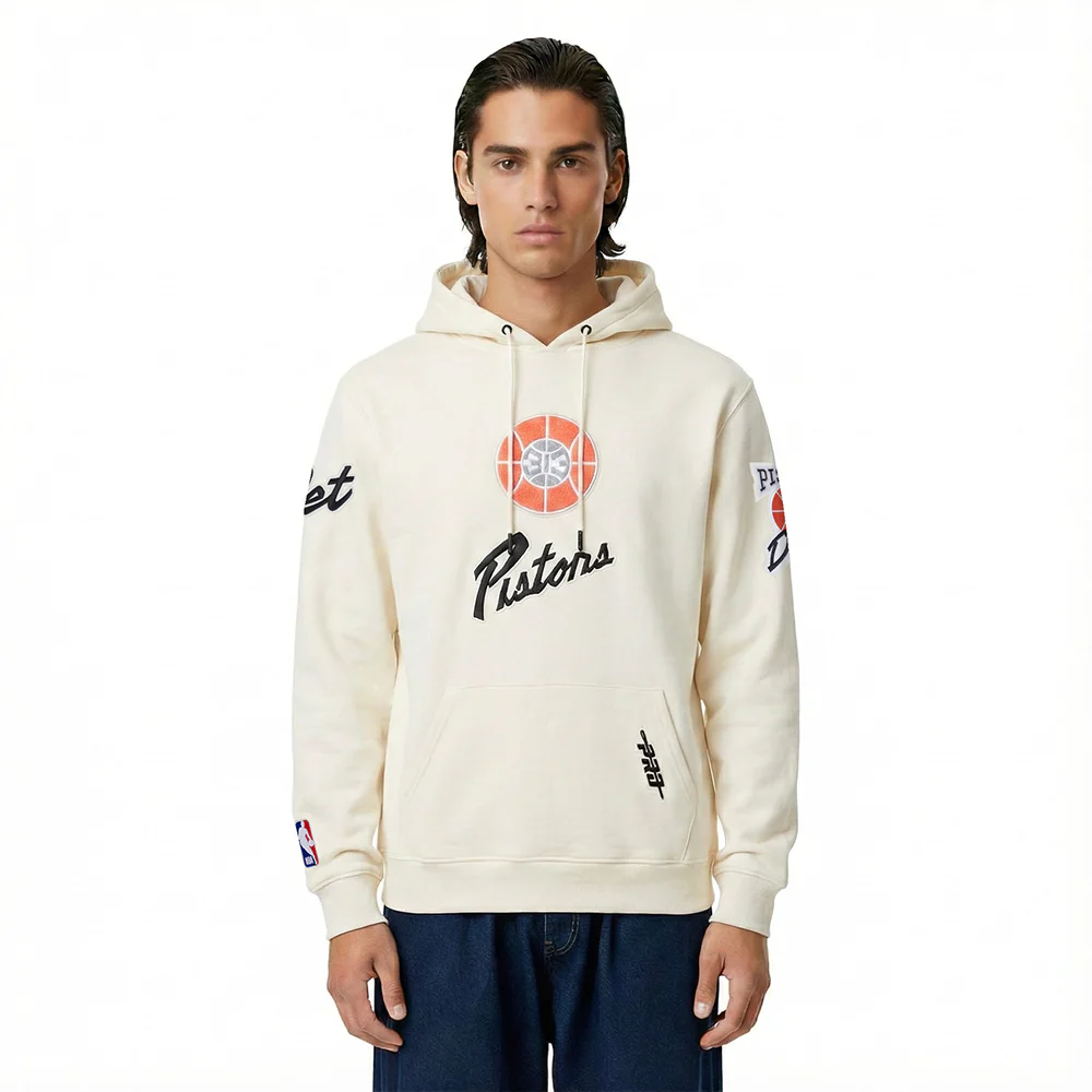 NBA DETROIT PISTONS CITY EDITION 24-25 MEN'S FLEECE PULLOVER HOODIE (EGGSHELL)