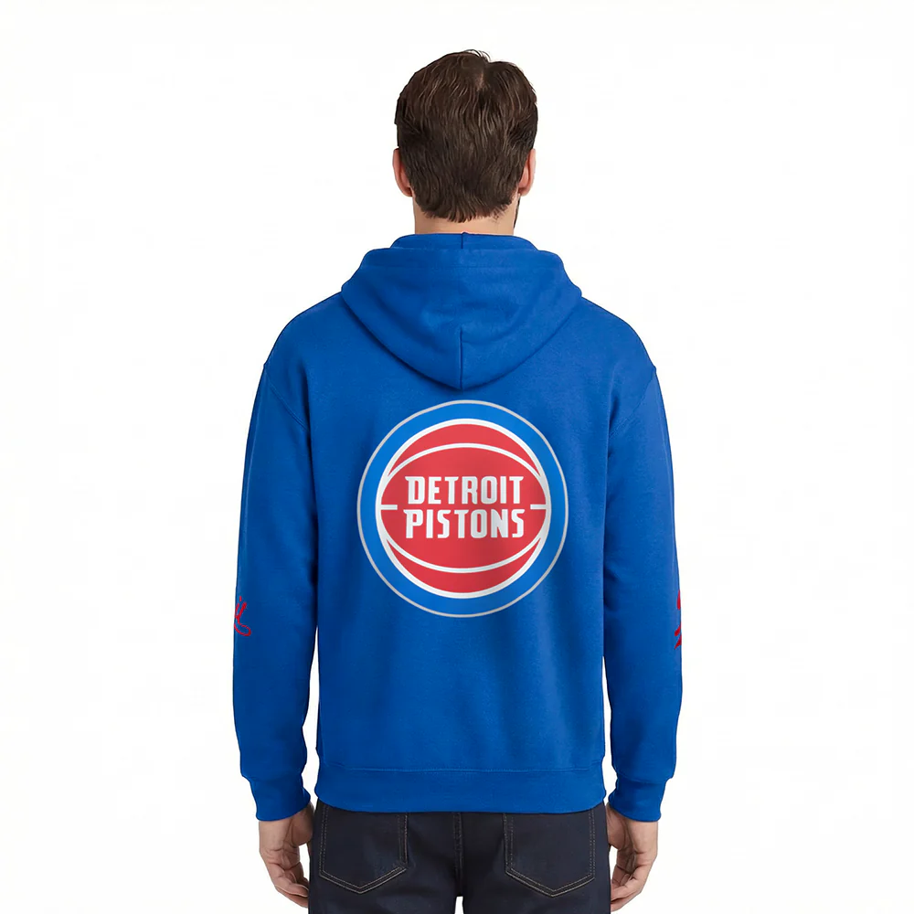 NBA DETROIT PISTONS LIVING LARGE MEN'S DROP SHOULDER FLC PO HOODIE (ROYAL BLUE) - Image 2