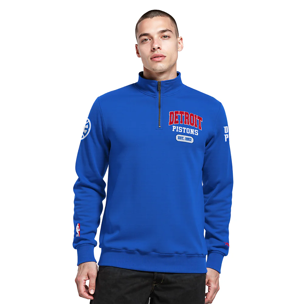 NBA DETROIT PISTONS CITY ARCH MEN'S FLC 1/4 ZIP (ROYAL BLUE)