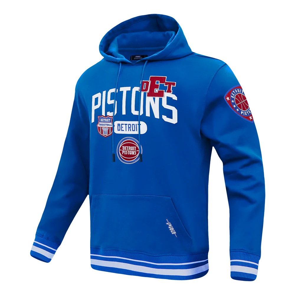 NBA DETROIT PISTONS LETTERMAN MEN'S PULL OVER HOODIE (ROYAL BLUE) - Image 3