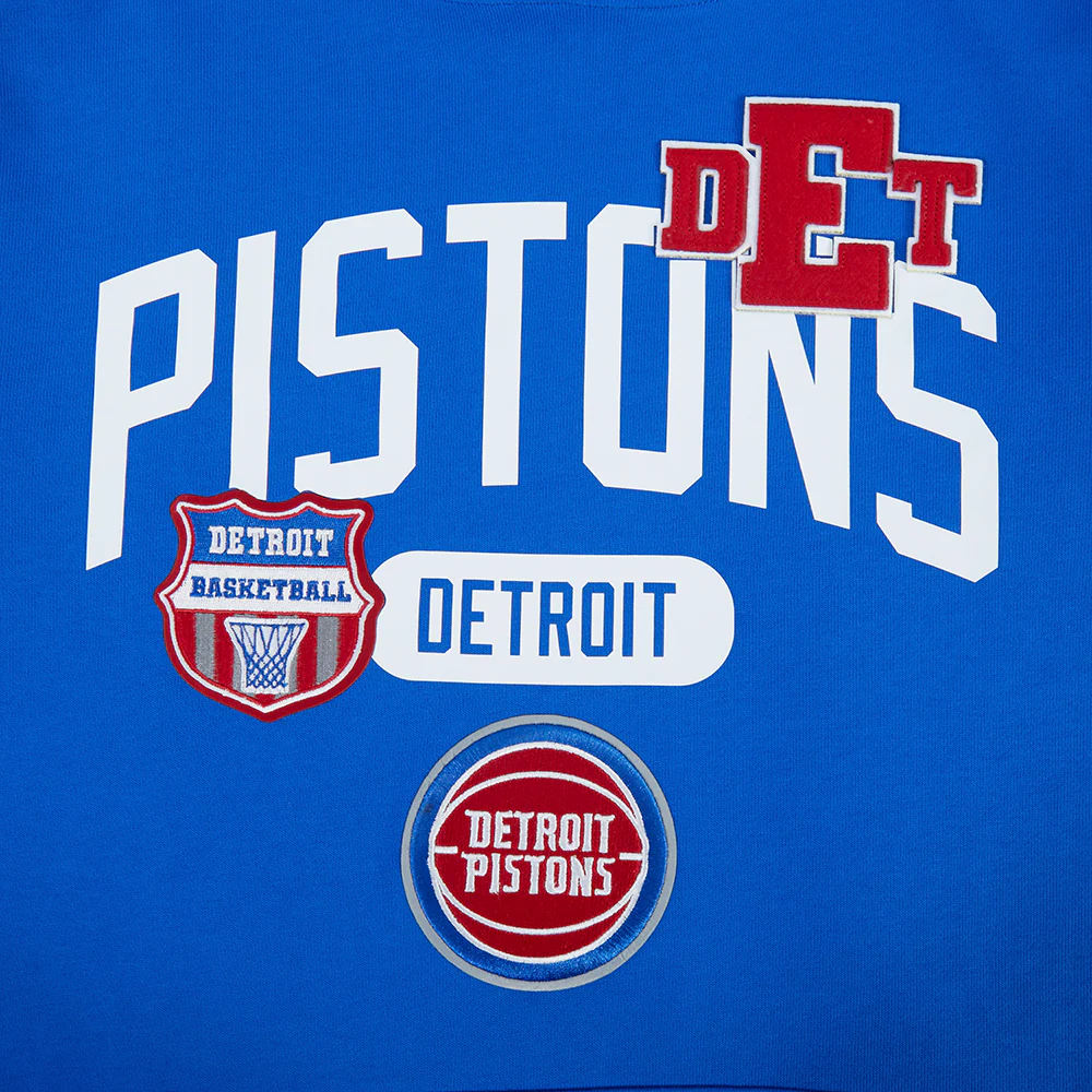 NBA DETROIT PISTONS LETTERMAN MEN'S PULL OVER HOODIE (ROYAL BLUE) - Image 5