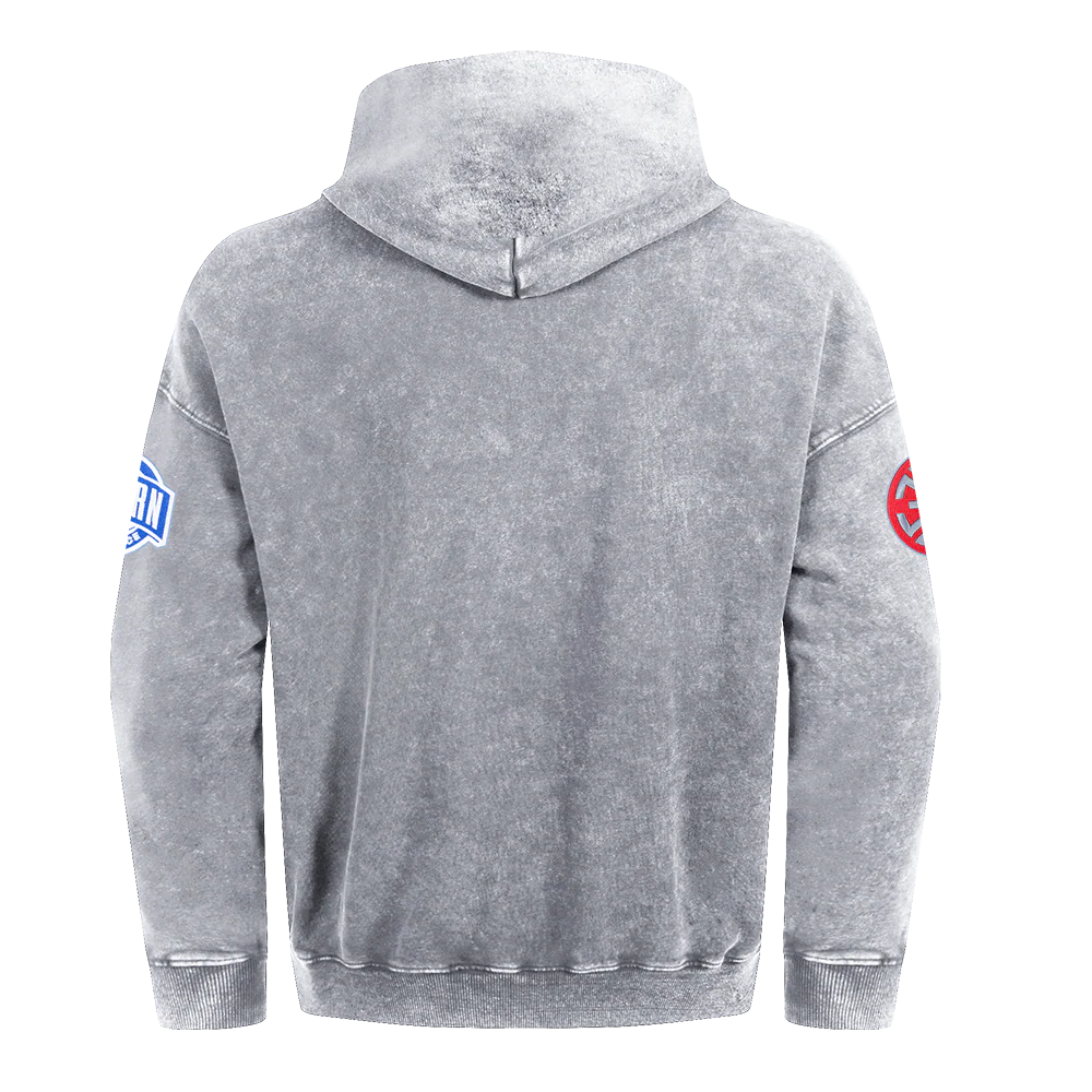 NBA DETROIT PISTONS FIRST TEAM MEN'S PULL OVER HOODIE (WASHED GREY) - Image 5