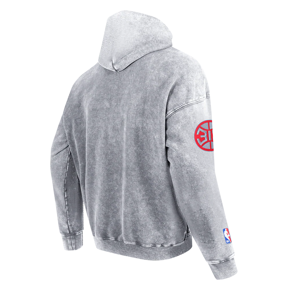 NBA DETROIT PISTONS FIRST TEAM MEN'S PULL OVER HOODIE (WASHED GREY) - Image 6