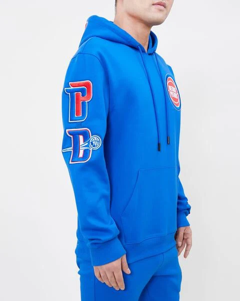 NBA DETROIT PISTONS CLASSIC CHENILLE MEN'S PULLOVER HOODIE (ROYAL BLUE) - Image 10