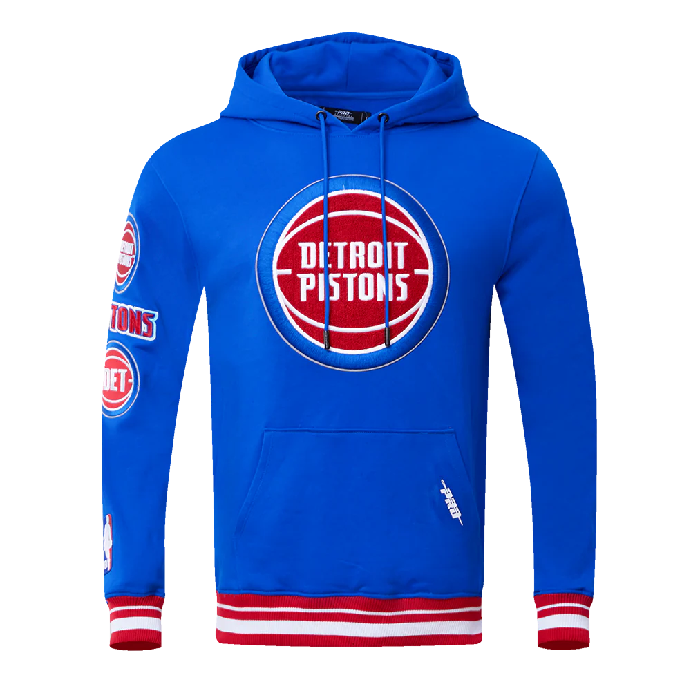 NBA DETROIT PISTONS RETRO CLASSIC MEN'S PULLOVER HOODIE (ROYAL BLUE/RED)