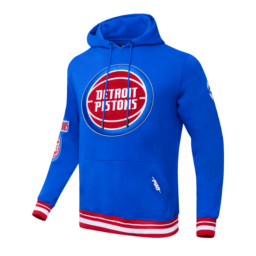 NBA DETROIT PISTONS RETRO CLASSIC MEN'S PULLOVER HOODIE (ROYAL BLUE/RED) - Image 2