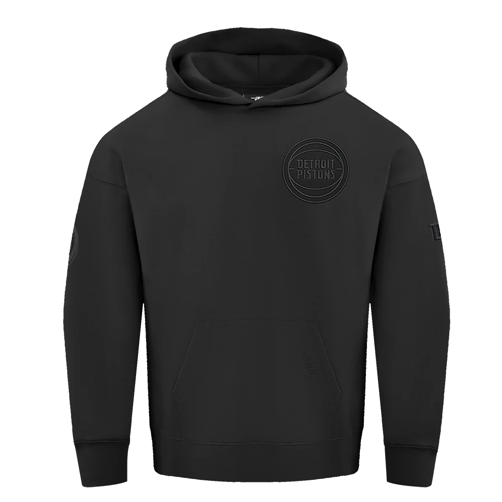 NBA DETROIT PISTONS NEUTRAL DROP SHOULDER FLEECE PULLOVER HOODIE (BLACK) - Image 3