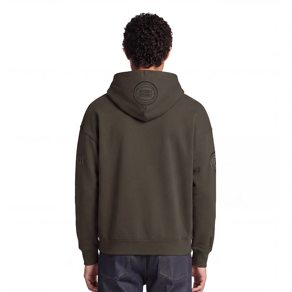 NBA DETROIT PISTONS NEUTRAL MEN'S DROP SHOULDER PULLOVER HOODIE (DARK TAUPE) - Image 2