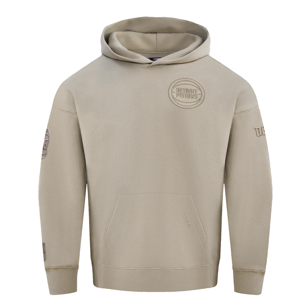 NBA DETROIT PISTONS NEUTRAL DROP SHOULDER FLEECE PULLOVER HOODIE (TAUPE) - Image 3