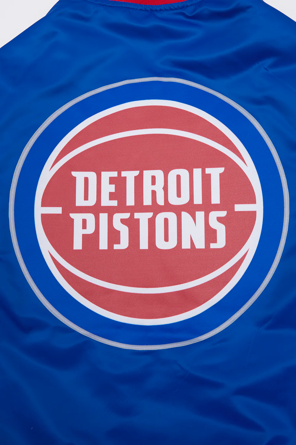 NBA DETROIT PISTONS SCRIPT TAIL MEN'S SATIN JACKET (ROYAL BLUE/RED) - Image 5