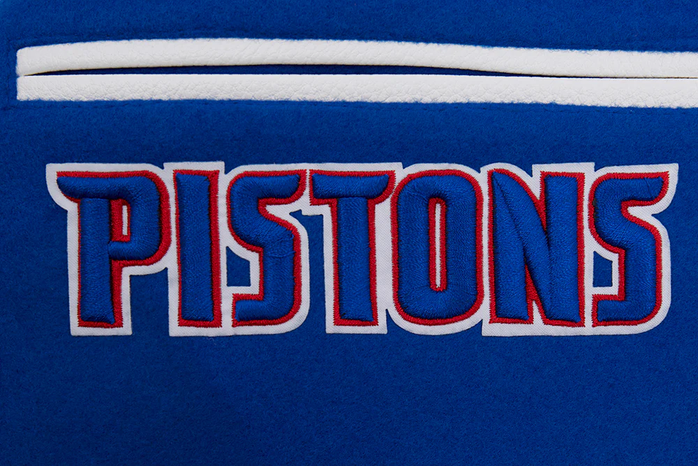 NBA DETROIT PISTONS MASHUP MEN'S RIB WOOL VARSITY JACKET (ROYAL BLUE/RED) - Image 8
